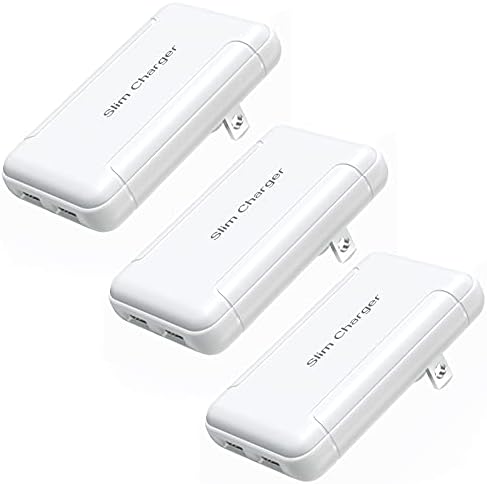 OKRAY Ultra-Slim Flat USB Wall Charger 3-Pack – Dual USB-A Fast Charging Block with Foldable Plug for i Phone 15/14/13/12/11 XR/XS, Galaxy S24/A16, and Nintendo Switch – Perfect for On-the-Go Power Needs