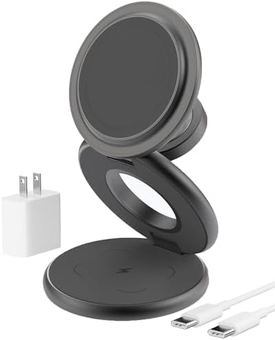 Ultra-Fast 3-in-1 Magnetic Wireless Charging Station for Apple Devices – Foldable Aluminum Alloy Dock for i Phone 16/15/14/13/12, Apple Watch & Air Pods with 20 W Adapter – Portable Power Solution for Travel Enthusiasts and Tech Savvy Users