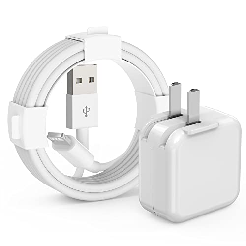 Ultimate 10 FT MFi Certified i Pad and i Phone Charger Set – Fast Charging 12 W USB Wall Adapter with Foldable Travel Plug and Durable Lightning Cable for Enhanced Compatibility Across All i OS Devices