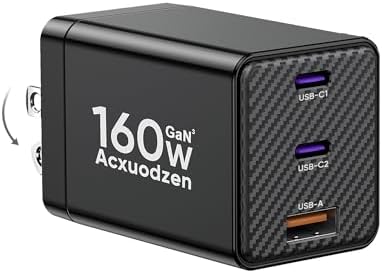 Ultra-Fast 160 W USB C Charger Block – 2 Pack with Dual 65 W Ga N Technology, 3-Port QC3.0 Adapter for Mac Book, i Phone, Samsung Galaxy, and Android Devices – Portable, Efficient, and Universally Compatible Charging Solution