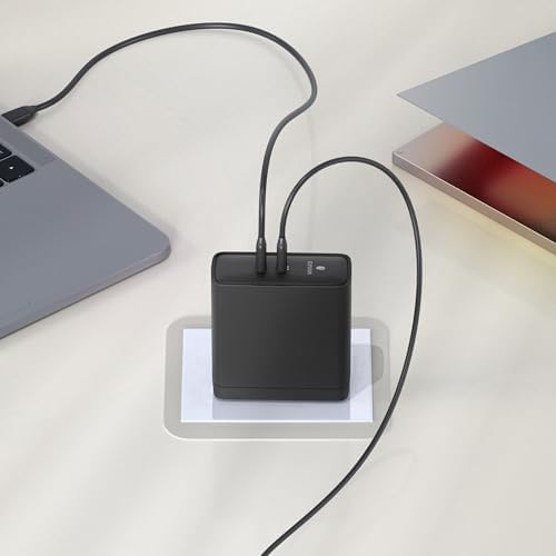 Einova Polaris 140 W Dual USB-C Fast Charger – Charge Two Laptops at Once with PD 3.1 & PPS Technology – Compact Ga N Wall Charger with 6 ft 5 A Cable for Ultimate Portability – Ideal for Professionals & Students on the Move