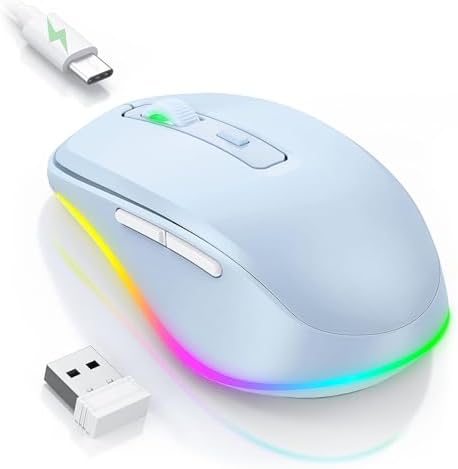 PEIOUS Rechargeable Wireless Mouse with LED – Innovative Jiggler Technology to Keep Your Computer Awake – Sleek Black Design for Optimal Comfort and Productivity