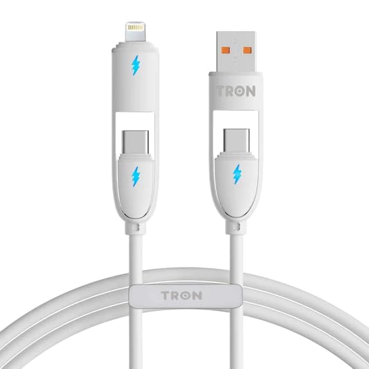 TRON 4-in-1 USB A to C Charging Cable – Stylish Pink 5 FT with LED Indicator for Multi-Device Fast Charging and Enhanced Compatibility – Perfect for Home, Office, and Travel
