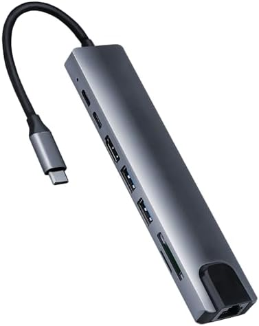 8-in-1 USB C Adapter for Ultimate Connectivity – Experience 4 K HDMI Output, Rapid Device Charging, Reliable Ethernet Connection, and SD/TF Card Reader – Versatile Multi-Port Hub for Enhanced Productivity with Laptops, Mice, and Keyboards – Compact, Durable Design for On-the-Go Professionals