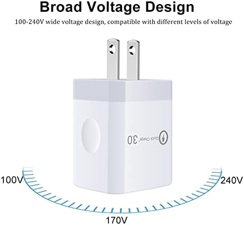 Ultra-Fast Quick Charge 3.0 Wall Charger for LG Smartphones – Seamless Compatibility for Stylo 4/5/6, G Series, Velvet 5 G & More – Durable Nylon Braided USB Type C Cable Included – Safety Features for Hassle-Free Charging Experience – Ideal for On-the-Go Professionals and Students