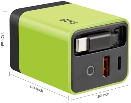 Ultimate 80 W Ga N Fast Charger Module: Versatile 3-in-1 Travel Charging Solution with Type-C Cable & Dual USB Ports for i Phone 15/14, Samsung Galaxy, Mac Book, and More – Compact & Stylish Yellow Power Hub for Maximum Device Compatibility and Speed Efficiency