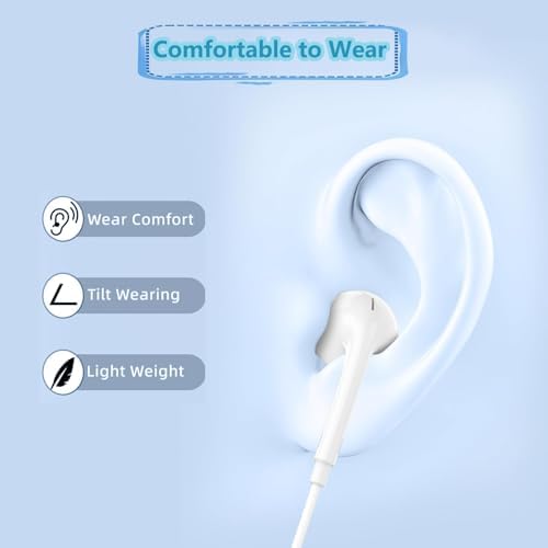 Enhance Your Sound Journey with i Phone-Compatible Wired Earbuds Featuring Lightning Connector – Superior Comfort and Built-in Microphone for Hands-Free Calls – Perfect for Daily Use, Commuting, and Crystal-Clear Audio – Durable Design Ensures Long-Lasting Performance and All-Day Comfort – Seamless Control for Music Playback and Volume Adjustment Across i Phone Models 14, 13, 12, 11, XR, XS, X, 8, SE, Pro, Pro Max – Immerse Yourself in Rich Sound Quality Without Bluetooth Hassles – Ideal Solution for Music Lovers and On-the-Go Professionals Seeking Reliable Connectivity and Ergonomic Fit.