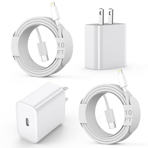 Enhanced Speed and Versatility: Dual-Pack Fast Charging i Phone Charger with 6 FT USB-C to Lightning Cable – Compatible with i Phone 14 Pro Max, 14 Plus, 13 Pro, 12 Mini, 11, XS, XR, X & i Pad – Efficient Power Delivery for Home and Travel