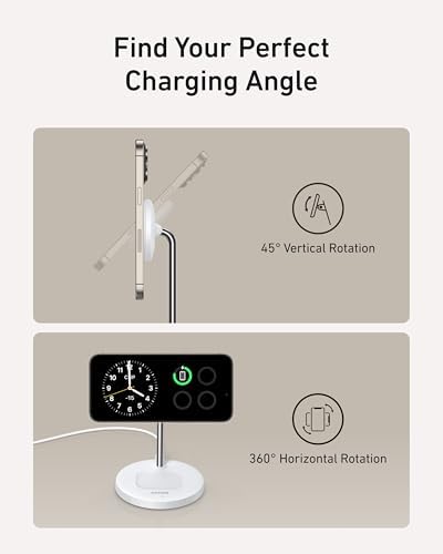 Anker Mag Safe 2-in-1 Charging Station for i Phone 16 and Air Pods Pro – Qi2 Certified 15 W Max Wireless Charger Stand in Sleek Black – Fast Charging Compatibility for i Phone 12/13/14/15 – Effortless Magnetic Alignment for Ultimate Convenience and Style