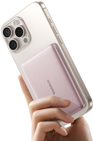 Baseus Picogo 5000 m Ah Ultra-Slim Magnetic Power Bank – Card-Sized Wireless Fast Charger for i Phone 16/15/14/13/12, Lightweight Alloy Battery Pack with USB-C Braided Cable for Effortless On-the-Go Charging