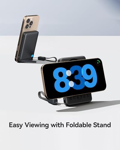 Ultra-Slim 10,000 m Ah Magnetic Power Bank for i Phone 16-12 – INIU Qi2 Certified 45 W Fast Charger with Integrated Kickstand & Lanyard USB-C Cable – Rapid 15 W Wireless & 45 W Wired Charging, Compact Design for Seamless Portability – Industry-Leading 3-Year Care Included