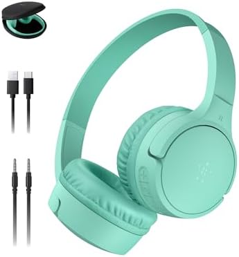Belkin Sound Form Mini Kids Wireless Bluetooth Headphones – Safe 85 d B Volume Control, 30-Hour Playtime, Built-In Microphone – Lightweight On-Ear Style for i Phone, i Pad, Fire Tablet & More – Ideal for Learning, Entertainment & Safe Listening