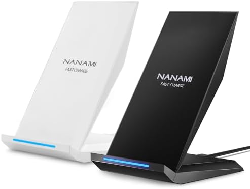 NANAMI Dual Pack Fast Wireless Charging Stands – Qi Certified for i Phone 16/15/14/13/12 Pro Max & Samsung Galaxy S24/S23/S22/S21/S20, Google Pixel Compatible – Effortless Cable-Free Power for All Devices