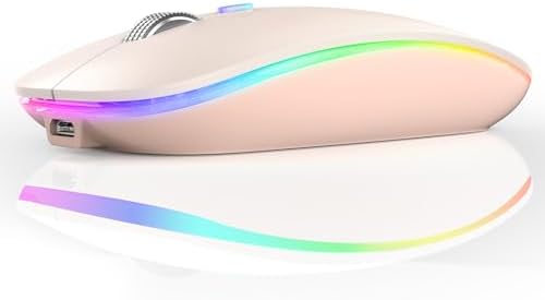 TENMOS Sleek LED Bluetooth Mouse – Ultra-Quiet Rechargeable Wireless Mouse with Type C Adapter for Laptops, Mac Books & i Pads – Bluetooth 5.1 & 2.4 GHz Universal Compatibility in Vibrant Blue – Perfect for Home, Office, and On-the-Go Productivity