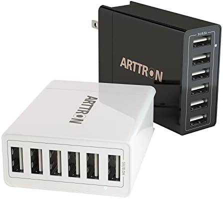 Arttron 40 W 6-Port Foldable USB Wall Charger – Ultimate Fast Charging Adapter for i Phones, i Pads, Tablets & Smartphones – Compact, Multi-Device Power Solution with Safety Features for Home and Office Efficiency