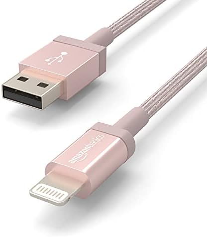 Experience Ultimate Charging Efficiency with the Amazon Basics 6-Foot USB-A to Lightning Charger Cable – MFi Certified, Durable Nylon Braided Design for Fast Power Delivery to Apple i Phone 14, 13, 12, 11, X, Xs Pro, Pro Max, Plus, i Pad – Stylish Dark Gray Finish for Enhanced Compatibility