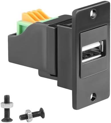 QIANRENON USB2.0 Rectangular Panel Mount Crimp Terminal Solderless Adaptor USB2.0 Female to 4Pin Quick Connect Terminal Fixed Mount Socket, for 480Mbps Data Transfer 5V2A Charging – Enhanced Compatibility and Speed
