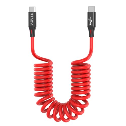 AGVEE 2 Pack 5 ft Coiled USB to USB-C Charging Cables – High-Speed 3 A Fast Charger for i Phone 16/15 Car Play, Galaxy S Series, and Google Pixel – Tangle-Free Design for Effortless Charging in Cars and at Home – USB-IF Certified for Quality and Safety – Durable, Compact, and Ideal for On-the-Go Power Solutions
