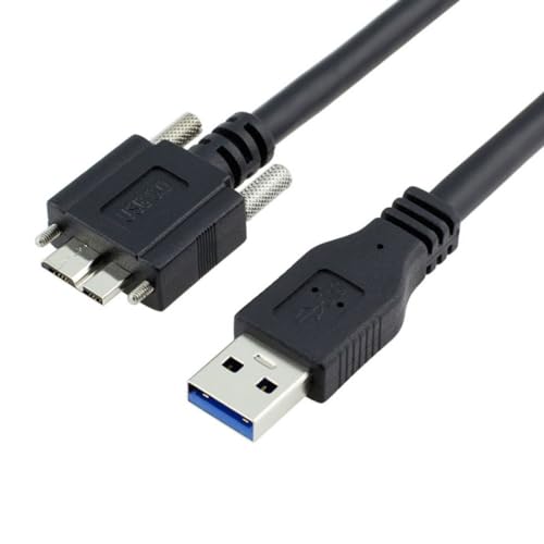 Chenyang 90-Degree Micro USB 3.0 Cable – Type A Male to Micro B Male, 3 M High-Speed Connector for Industrial Cameras & Devices, Enhanced Durability with Mount Panel Screws, Perfect for Tight Spaces and Optimal Cable Management