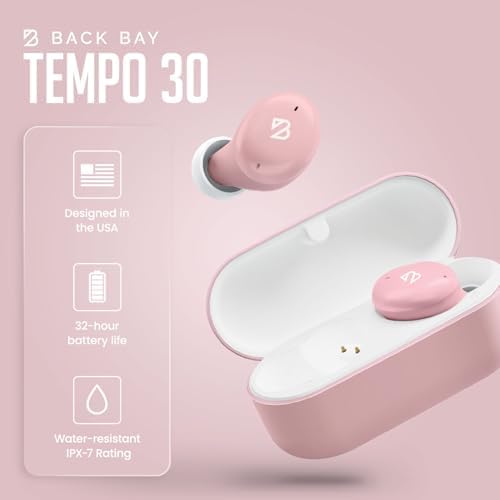 Back Bay Audio Tempo 30 Wireless Earbuds for Smaller Ears – Award-Winning Sound in Sweatproof Design, Ultra-Comfortable Bluetooth Earbuds for Women, Purple Finish with Long Battery Life and Enhanced Compatibility for Daily Use