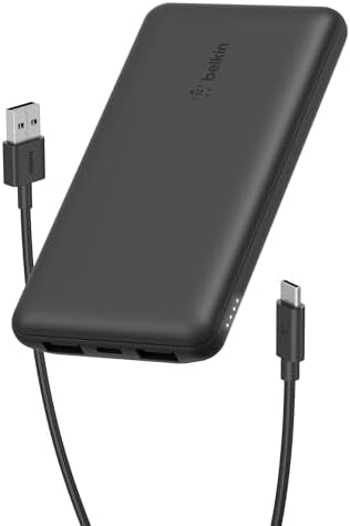 Belkin 10,000 m Ah Portable Charger – Fast Charging USB C Power Bank with Dual USB-A Ports for Multiple Devices, Includes Type-C to Type-A Cable, Compatible with i Phone 16, Samsung Galaxy S25, Nintendo Switch 2, i Pad & More – Lightweight Blue Design for Effortless Portability and Enhanced Power Delivery