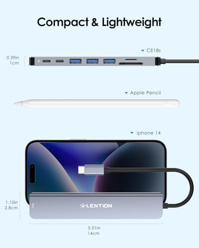 LENTION Rose Gold 8-in-1 USB-C Hub: Ultimate Connectivity for Mac Book Pro & Surface with 4 K HDMI, 100 W Power Delivery, and 5 Gbps Data Transfer – Perfect Accessory for Busy Professionals Seeking Efficiency and Style
