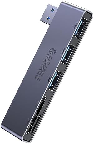 Enhance Your Digital Workspace with Fidioto USB Hub 2 Pack – Versatile 4-Port Adapter for Laptops & Macs, Featuring 1 Ultra-Fast USB 3.0 Port and 3 USB 2.0 Ports for Effortless Device Connectivity and Data Transfer, Ideal for Busy Professionals and Students on the Move