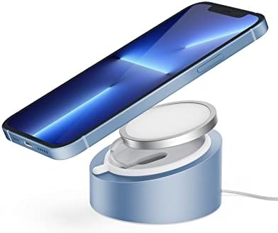 Stouchi Mag- Safe Charger Stand for 25W/15W MagSafe Charger Heavy-Duty Premium Metal Holder Base Desktop Tablet Mount for iPhone 16 Pro /16/15 Pro/15/14/13/12 -Silver – Enhanced Compatibility and Speed