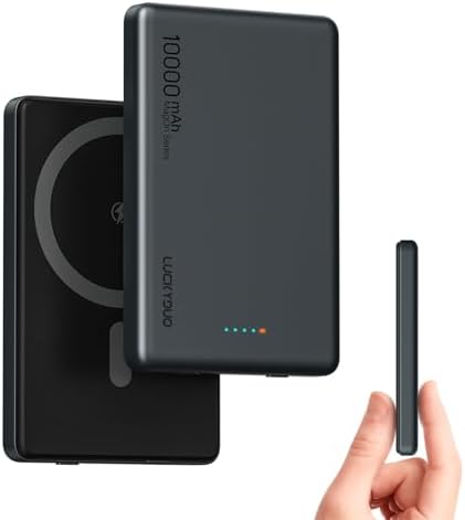 LUCKYDUO Ultra Slim 10000 m Ah Magnetic Power Bank – Sleek Wireless Charger with PD 20 W Two-Way USB-C Fast Charging for i Phone 16/15/14/13 Series – Perfect Travel Companion for Effortless Charging on the Go