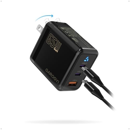 Ultra-Fast 65 W USB C Charger with Three Ports – Compact Ga N Wall Charger for i Phone 16 Pro Max, Mac Book, Galaxy S24, and More – Portable Foldable Design with USB-C Cable for Home, Office & Travel Needs