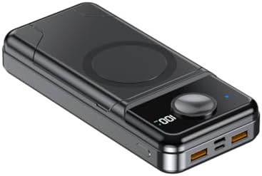 Ultimate 6-in-1 Magnetic Power Bank: 23800 m Ah Wireless Charging Hub with LED Battery Indicator, 22.5 W Fast Charge for i Phone 15/14/13, Apple Watch & Air Pods – Versatile Travel Charging Station with Smart Safety Features & Magnetic Phone Stand for Hands-Free Convenience