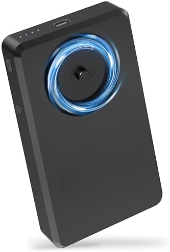 Ultra-Slim Wireless Portable Charger: 8000 m Ah Power Bank with Innovative Suction Cup for Seamless i Phone and Android Charging, 22.5 W USB-C PD Fast Charge, Ideal for Travel and Daily Use, Black – Ultimate Convenience and Efficiency