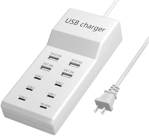 Maximize Your Charging Potential with the 10-Port USB Charger Block – 100 W Fast Charging Hub for i Phones, i Pads, Samsung Galaxy, and Android Devices – Sleek, Compact Design with Smart Power Distribution and Enhanced Safety Features for Multi-Device Families and Professionals