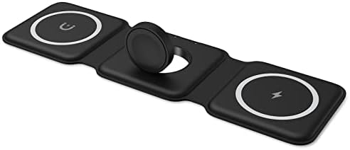 Ankilo 3-in-1 Mag Safe Travel Charger: Premium Foldable Wireless Charging Station for i Phone 15/14/13/12, Apple Watch, and Air Pods Pro – Rapid Multi-Device Power Hub with Magnetic Alignment for Ultimate Portability and Organization