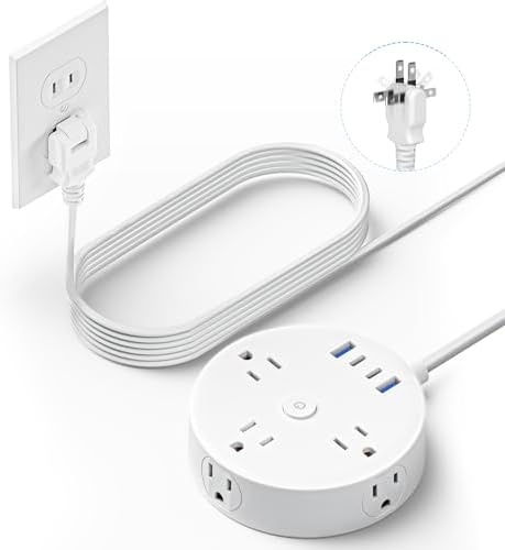 Yozisital PD 20 W 2 Prong Power Strip with 10 FT Extension Cord – 6 Outlets & 4 USB Ports (2 USB-C) for Rapid Charging, 180° Rotating Plug, Surge Protection – Perfect Solution for Older Homes with Limited Outlets