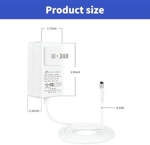 Versatile 12 V Power Adapter – AC to DC Transformer for LED Light Strips, LCD Monitors, and More – Compact 5.5 mm x 2.1 mm US Plug – UL Listed for Maximum Safety and Performance – Ideal for Home and Office Power Solutions