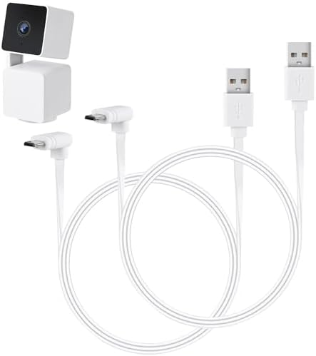 Premium 2-Pack 10 FT Waterproof Micro USB Extension Cable for WYZE Cam Pan V3 – Durable 90-Degree Flat Power Solution for Continuous Charging and Optimal Placement – Ideal for Indoor/Outdoor Use, Enhanced Durability & Performance