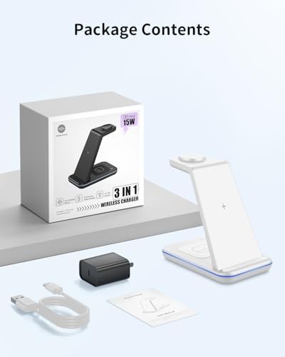 Revolutionize Your Charging Routine with the Joy Geek 3-in-1 Wireless Charger Station for Samsung Devices – Fast Charging Dock for Galaxy Watch7 Pro/4/3/Active2/1, S24/S23 Ultra/S22/S21/S20/Note 20, Z Fold & Flip, and Buds 3 Pro – Enhanced Compatibility, Sleek Design, and Built-in Safety Features for Efficient Power Management