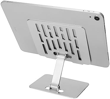 Versatile Adjustable Metal Tablet Stand – Foldable Height-Adjustable Holder for Tablets Up to 12 Inches, Perfect for i Pads and More – Sleek Black Finish for Ultimate Style and Stability in Any Workspace