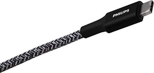 PHILIPS 3 Ft USB C to Lightning Charging Cable – Fast Charging Cord for i Phone 14/13/12 & Air Pods Pro, Durable Braided Design in Sleek Gray – Enhanced Durability and Rapid Power Delivery for Apple Devices