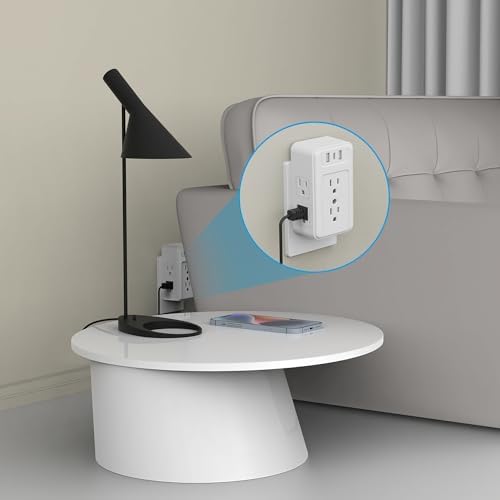 Elevate Your Charging Game with the Clear Power 2-Outlet Power Strip – 6 ft Flat Plug Power Station Featuring 3 USB Ports (1 USB-C) for Rapid Device Charging, Ideal for Home, Office & Travel, Durable & Compact Design, White, Model DC3 S-1102-DC