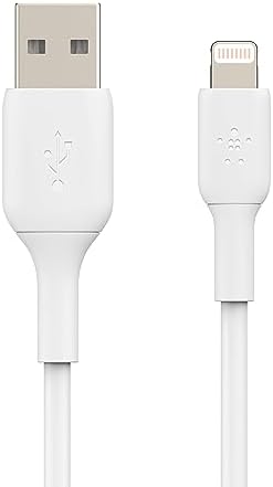 Belkin Boost Charge 9.8 ft Lightning Cable – MFi Certified Apple i Phone Charger for Fast, Convenient Charging – Durable & Tangle-Free USB to Lightning Cord in Sleek White Design – Perfect Length for Uninterrupted Use – Elevate Your Apple Device Experience