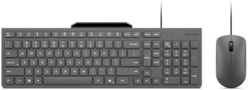 Lenovo 300 USB Wired Keyboard – Ergonomic Full-Size Design with Adjustable Tilt for Ultimate Comfort, Spill-Resistant & Compatible with Windows 7/8/10 – Enhance Your Typing Experience with Reliable Performance and Sleek Black Finish