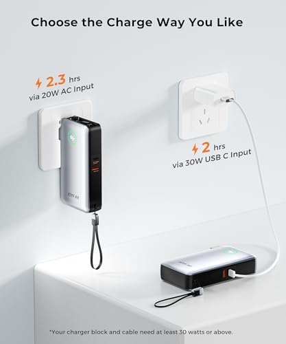 Revolutionary 25000 m Ah Ga N Power Bank with Dual Built-In Cables – Ultra-Fast 65 W Charging for i Phone 16, Samsung Galaxy, and Mac Book – Compact, Airline-Approved Design Perfect for Travel and Outdoor Adventures – Smart LED Display for Effortless Monitoring and Trickle Charging Mode – Certified Safe with 17-Layer Protection and Over 600 Charge Cycles – Ideal for Busy Professionals and Adventurers Alike