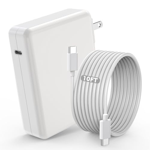 High-Efficiency 96 W USB-C Mac Book Charger with 10 ft 140 W Cable | Ultra-Fast Charging for Mac Book Pro & Air | Compact Folding Design for Easy Portability | Universal Compatibility with M1, M2, M3 Models & i Pad Pro | Enhanced Safety Features for Reliable Performance