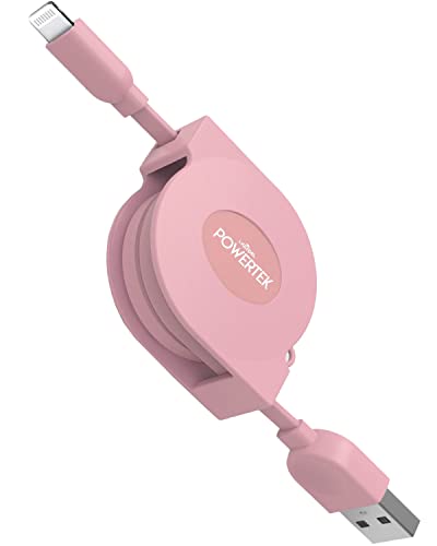 LIQUIPEL Powertek Retractable Lightning Charger – MFi Certified 3 ft Fast Charging Cable for i Phone & i Pad – Tangle-Free Portable Design in Stylish Pink for Effortless Power Solutions LIQUIPEL Powertek Retractable Lightning Charger – MFi Certified 3 ft Fast Charging Cable for i Phone & i Pad – Tangle-Free Portable Design in Stylish Pink for Effortless Power Solutions