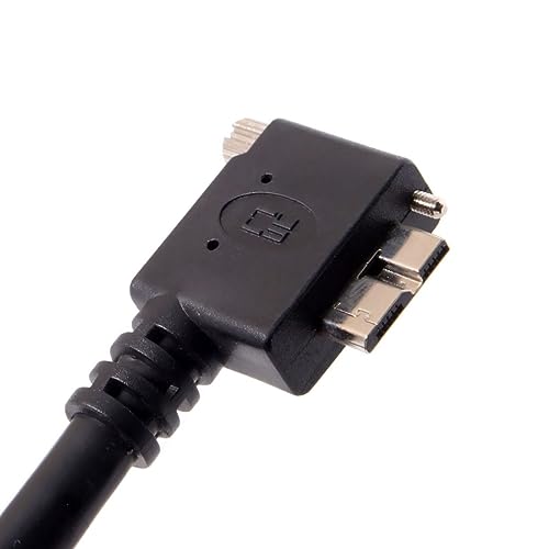 Chenyang 90-Degree Micro USB 3.0 Cable – Type A Male to Micro B Male, 3 M High-Speed Connector for Industrial Cameras & Devices, Enhanced Durability with Mount Panel Screws, Perfect for Tight Spaces and Optimal Cable Management