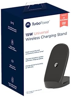 Motorola Turbo Power 15 W Qi Wireless Charging Stand with 33 W Fast Charger & USB-C Cable for Moto G Power 2024/2025, Edge Series, & Razr Models – Ultimate Charging Kit for Enhanced Performance and Compatibility