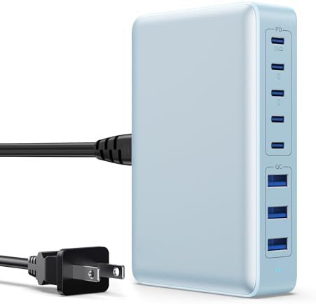 Power Up in Style: 300 W Ga N IV 8-Port USB-C Charging Hub – Fast PD 100 W Charger for Mac Book, i Phone 16/15/14, and Galaxy Devices – Ultimate Compact Charging Solution for Home and Travel Efficiency – Multi-Device Compatibility with Rapid Charging Capability – Engineered for Professionals and Tech Enthusiasts – Stay Powered Anywhere with This Versatile Charging Station