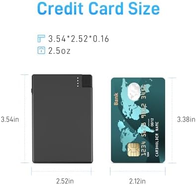 TNTOR Ultra-Slim USB-C Power Bank with Built-in Cable – Pocket-Sized Charger for i Phone 15/16 and Android Devices – Fast Charging, Lightweight, and Wallet-Friendly Battery Pack for On-the-Go Power Solutions